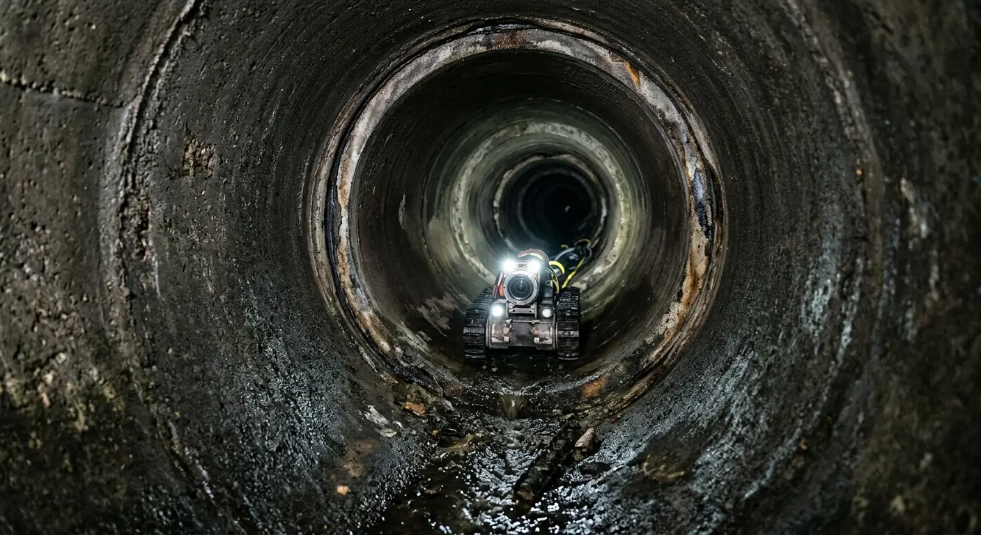 Robotic sewer camera inspecting pipe interior for Drain Snake Service in Toms River